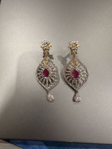 Elegant Ruby & Diamond Drop Earrings