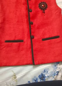 Red &amp; Black Embellished Vest