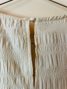 Cream Textured Smocked Top