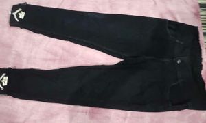 Black Denim Jeans with Embellished Cuffs