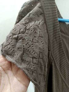 Casual Brown Knit Dress