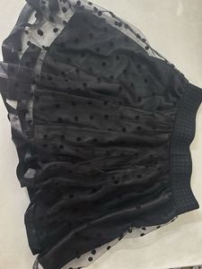 Black Polka Dot Asymmetrical Skirt
