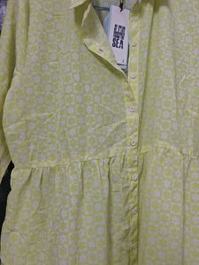 branded and New, Yellow Tiered Button-Down Dress