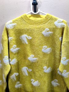 imported women's yellow crewneck sweater