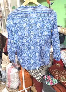 Blue Floral Print Kurta