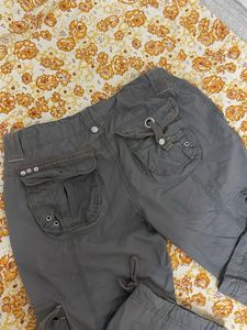 Women's Grey Cargo Capris