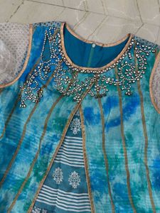 Stunning Blue &amp; White Ethnic Gown