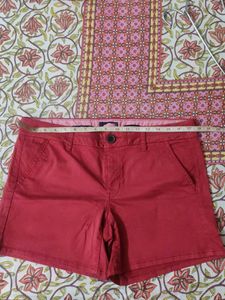 Red Cotton Shorts for Women