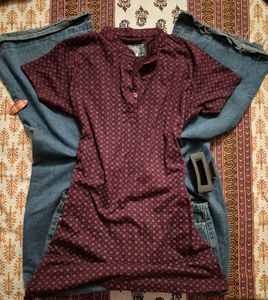 cute y2k printed henley kurti