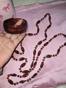 Sale_Retro Beautiful Brown Beaded Necklace &amp; Kada