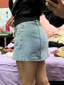 Denim Button-Up Mini Skirt