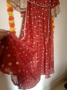 Golden And Rust Brown Anarkali Kurti