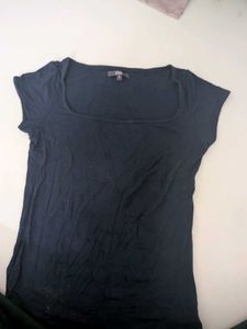 Navy Blue Square Neck T-Shirt