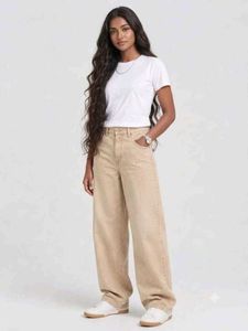 Wide Leg Tan Jeans
