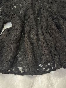 Black Lace Puff Sleeve Top