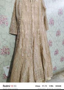 Elegant Embroidered Beige Anarkali