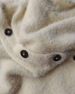 furry yellow cardigan