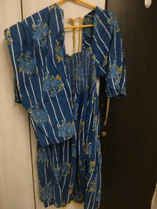 Boho Blue Floral Print Dress