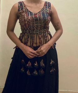 Elegant Navy &amp; Red Lehenga Choli Set