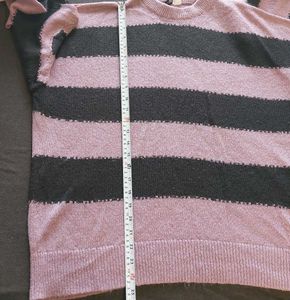 H&amp;M Women Black &amp; Purple Acrylic Knitted Jumper