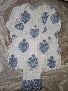 Blue Floral Print Kurta Set