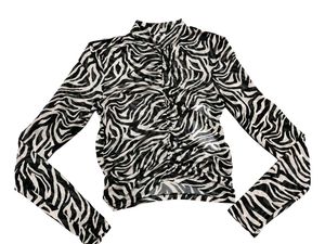 Animal Print Ruched Mesh Top