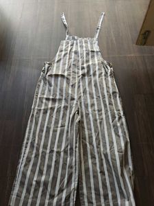 Striped Wide Leg Overalls