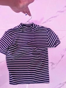 Striped Mock Neck Top