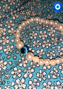 Pearl Bracelet with Evil Eye Charm