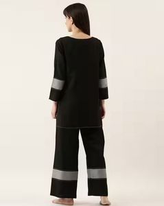 Black Co-Ord Set With Grey Stripe Detaili