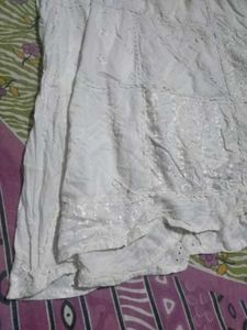 White Embroidered Tiered Maxi Skirt