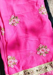 Vibrant Pink Embroidered Saree
