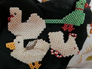 Beaded Duck & Chicken miny toy