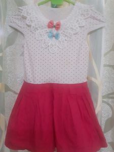 Polkadot cute Girl's Dress With Beautiful Neck