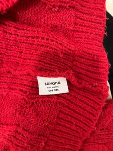Chic Red Cable Knit Sweater