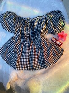 Gingham Off-Shoulder Top