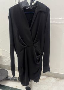 Zara Black Draped Mini Dress