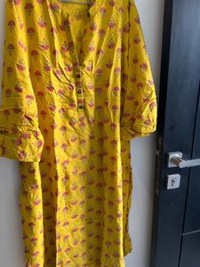 Yellow Printed Kurta