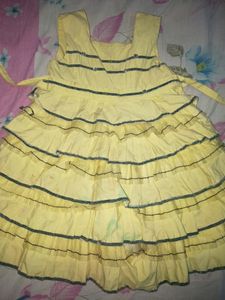 2 Year Kid Frock With Set Cap, Good Condition