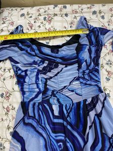 Blue Patterned Mini Dress(XS)