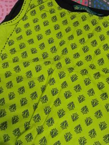 Lime Green Printed Kurta