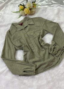 Chic Olive Green Long Sleeve Shirt