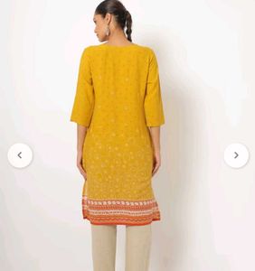 Avaasa Yellow Printed Kurta