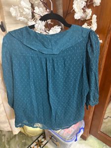 Elegant Teal Ruffled Blouse