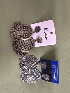 Oxidized Silver Jhumka Earrings