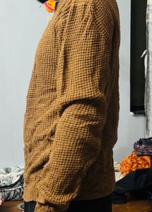Brown Waffle Knit Sweater
