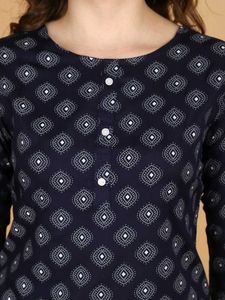 Navy Print Tunic Dress