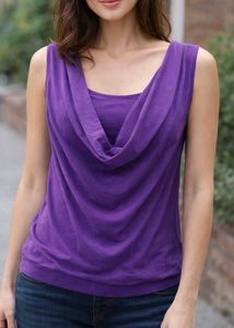 Purple Cowl Neck Sleeveless Top