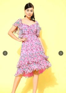 Pink Floral Ruffle Dress