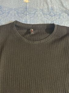 Black Ribbed T-Shirt